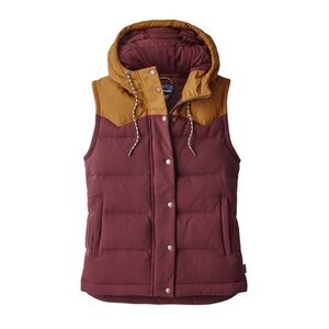 Patagonia Bivy Hooded Vest Size Small Dark Ruby Mustard
